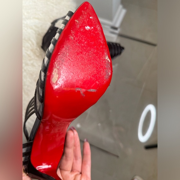 Christian Louboutin Maratena Black Pvc Ankle Strap Sandal - Picture 8 of 13